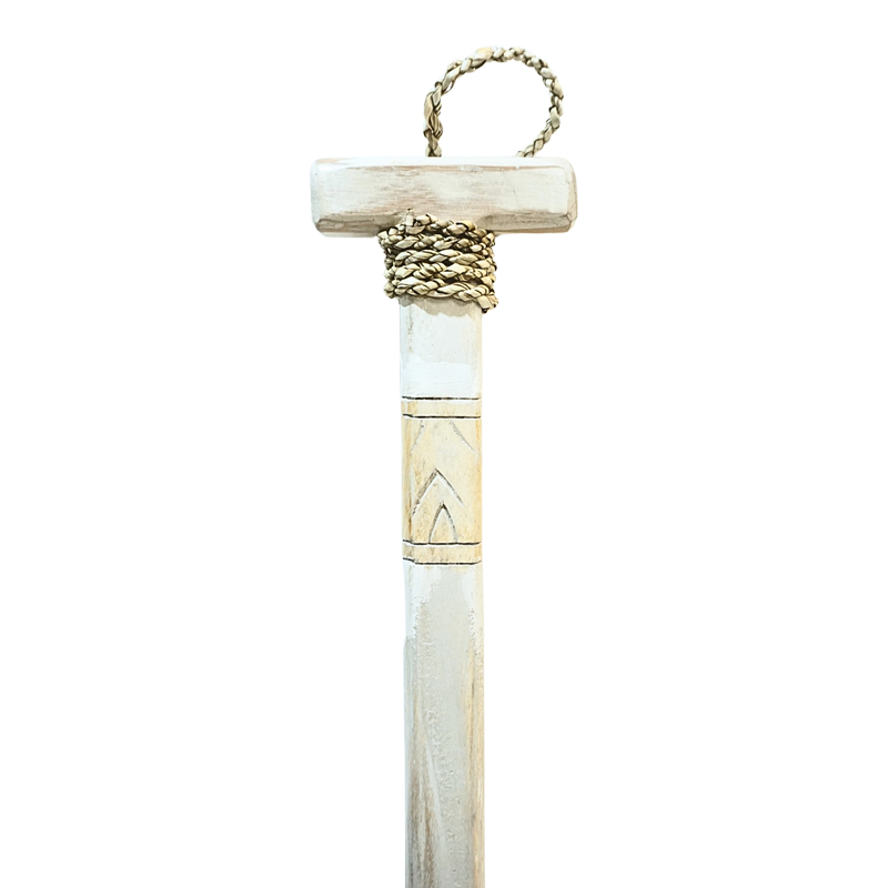 Διακοσμητικό τοίχου κουπί Boon Inart μαόνι ξύλο σε λευκή-φυσική απόχρωση 20x3x120εκ - Image 2