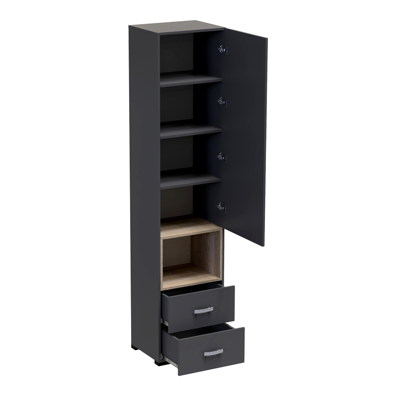 Βιτρίνα-στήλη Toscana pakoworld σε ανθρακί απόχρωση 50x42x222.5εκ - Image 3