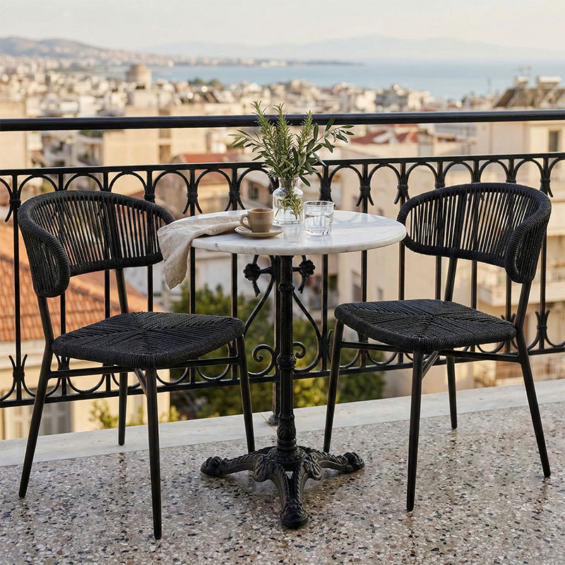 Τραπέζι μαρμάρινο Ancara pakoworld μαντέμι σε λευκή-μαύρη απόχρωση Φ60x70.8εκ - Image 2