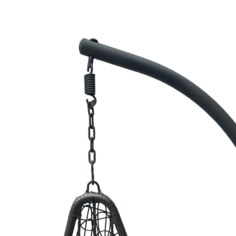 Κούνια φωλιά με βάση Soleil pakoworld μέταλλο ανθρακί- pe rattan ανθρακί με γκρι μαξιλάρι 120x95x195εκ - Image 2