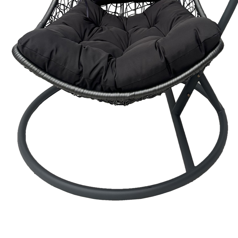 Κούνια φωλιά με βάση Soleil pakoworld μέταλλο ανθρακί- pe rattan ανθρακί με γκρι μαξιλάρι 120x95x195εκ - Image 4