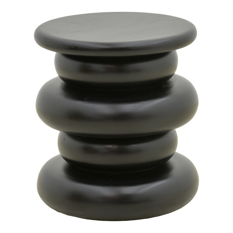 Βοηθητικό τραπέζι Circena pakoworld μασίφ μάνγκο ξύλο μαύρο Φ40x45εκ - Image 2