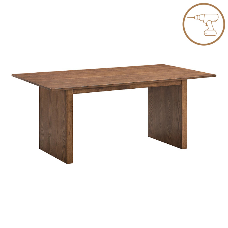 Τραπεζαρία Eleganza-Siena pakoworld σετ 7τεμ mdf σε καρυδί-εκρού απόχρωση 180x99x75.8εκ - Image 4