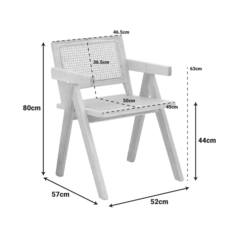 Πολυθρόνα Winslow pakoworld rubberwood-rattan σε φυσική απόχρωση 51x54x80εκ - Image 2
