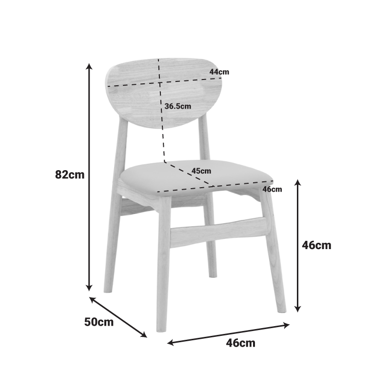Καρέκλα Cardith pakoworld rubberwood-plywood σε φυσική απόχρωση-ύφασμα γκρι-μπεζ 48x51x78εκ - Image 2
