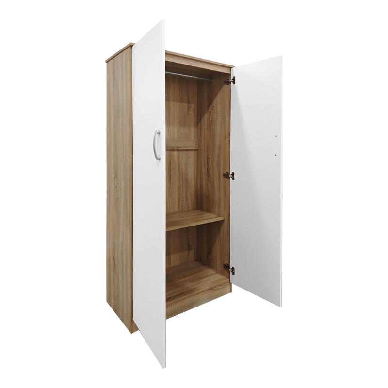 Ντουλάπα δίφυλλη Athos pakoworld σε sonoma-λευκή απόχρωση 80x42x180εκ - Image 2