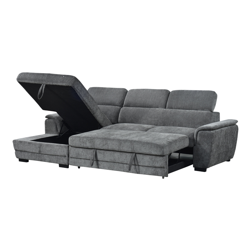 Γωνιακός καναπές-κρεβάτι δεξιά γωνία Dreamora pakoworld με αποθηκευτικό ύφασμα ανθρακί 270x167x82εκ - Image 3
