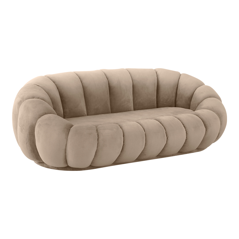 Καναπές Embrace pakoworld βελούδο σε γκρι μπεζ απόχρωση 180x105x65εκ - Image 2