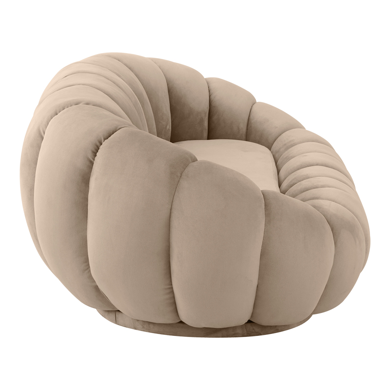 Καναπές Embrace pakoworld βελούδο σε γκρι μπεζ απόχρωση 180x105x65εκ - Image 3