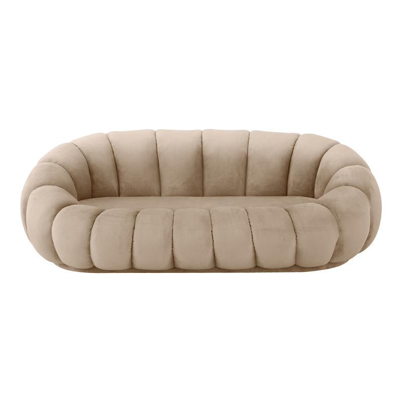 Καναπές Embrace pakoworld βελούδο σε γκρι μπεζ απόχρωση 180x105x65εκ - Image 4