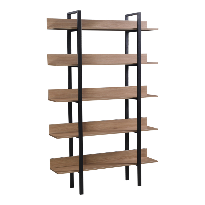 Βιβλιοθήκη Boderta pakoworld σε sonoma-μαύρη απόχρωση 120x30x190εκ - Image 2