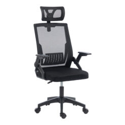 Καρέκλα γραφείου Plymot pakoworld mesh χρώμα μαύρο 48x58x112-122εκ