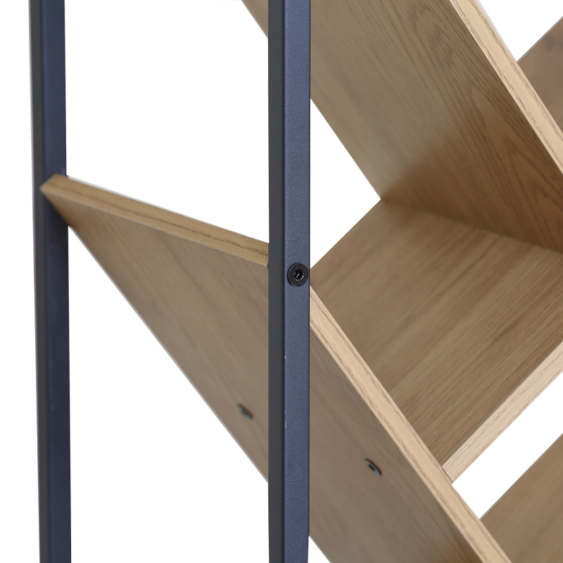 Βιβλιοθήκη Orunta pakoworld oak- μαύρο μέταλλο 40x26.5x125εκ - Image 3