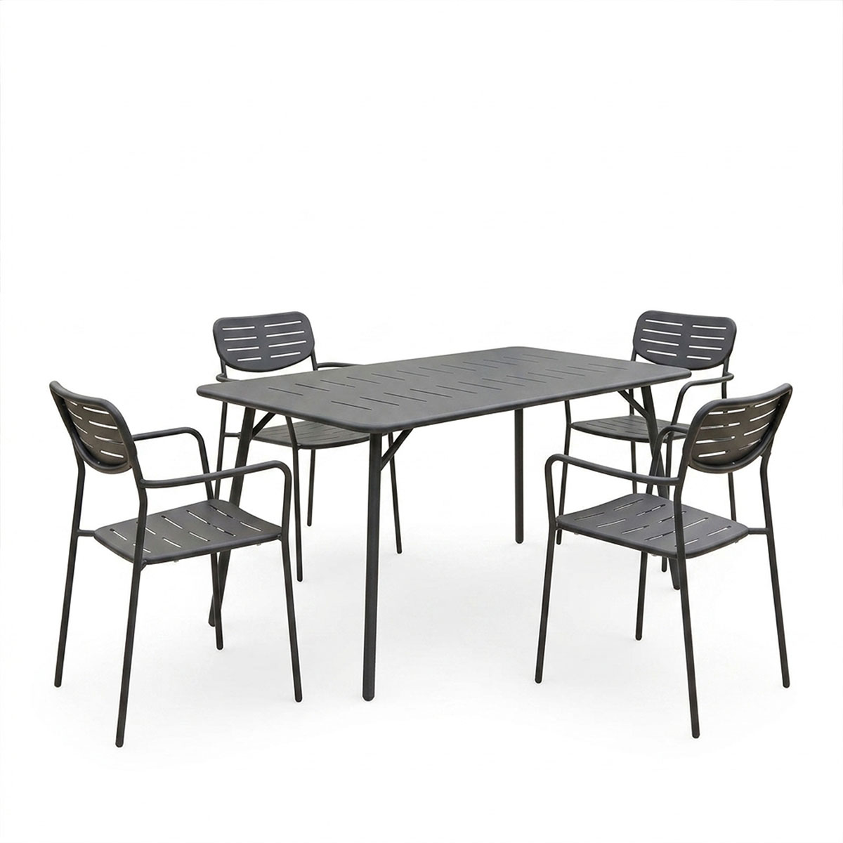 Τραπεζαρία Moraja Deraby pakoworld σετ 5τεμ μαύρο μέταλλο 140x80x72εκ - Image 2