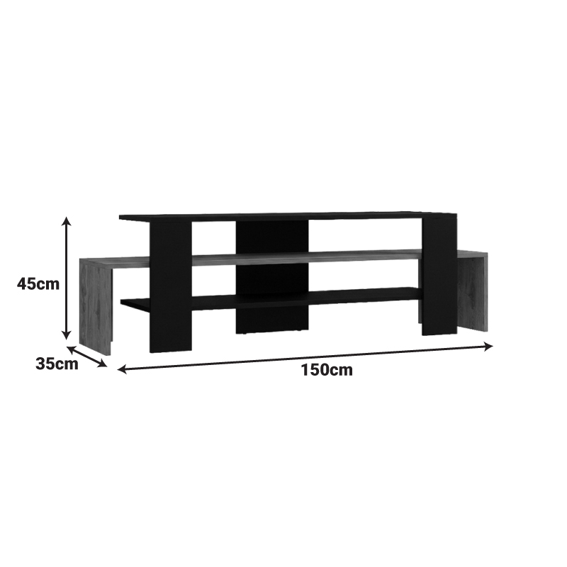 Έπιπλο τηλεόρασης Lenour pakoworld sonoma με μαύρο 150x35x45εκ - Image 4