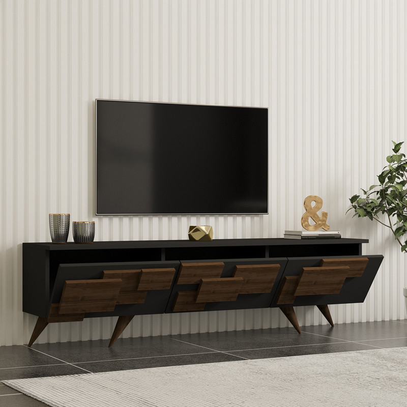 Έπιπλο τηλεόρασης Trida pakoworld καρυδί με ανθρακί 160x35x45εκ - Image 2