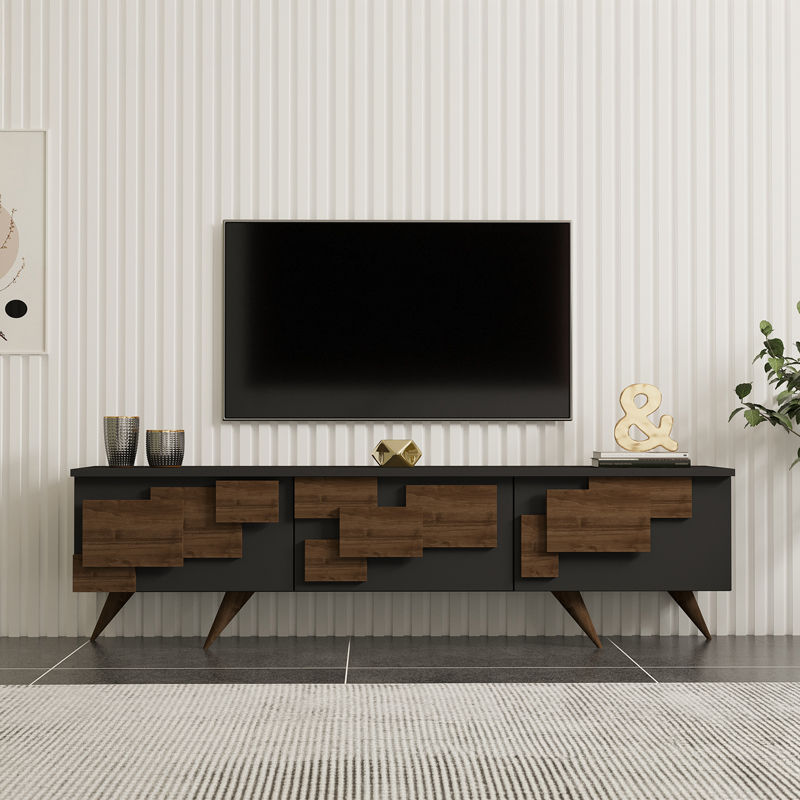 Έπιπλο τηλεόρασης Trida pakoworld καρυδί με ανθρακί 160x35x45εκ - Image 4