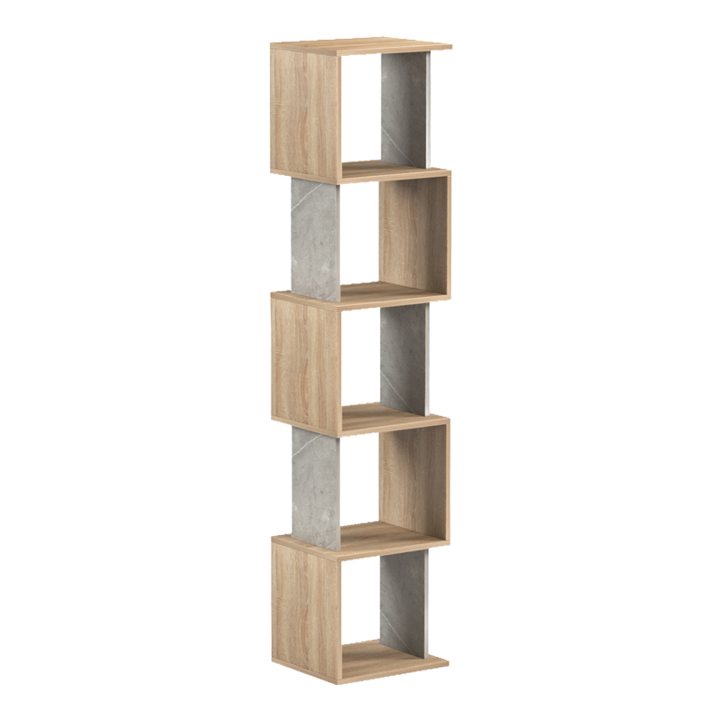 Βιβλιοθήκη Cubik pakoworld sonoma- γκρι μπεζ οψη μαρμάρου 35x30x161εκ - Image 2