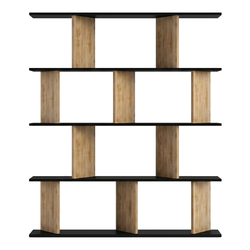 Βιβλιοθήκη Ratu pakoworld καρυδί με ανθρακί 120x24,6x141εκ - Image 3