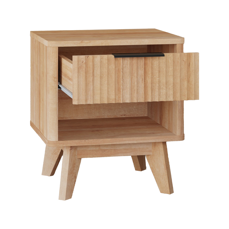Κομοδίνο Hamea pakoworld mdf σε φυσική απόχρωση 45x39.5x50.2εκ - Image 2