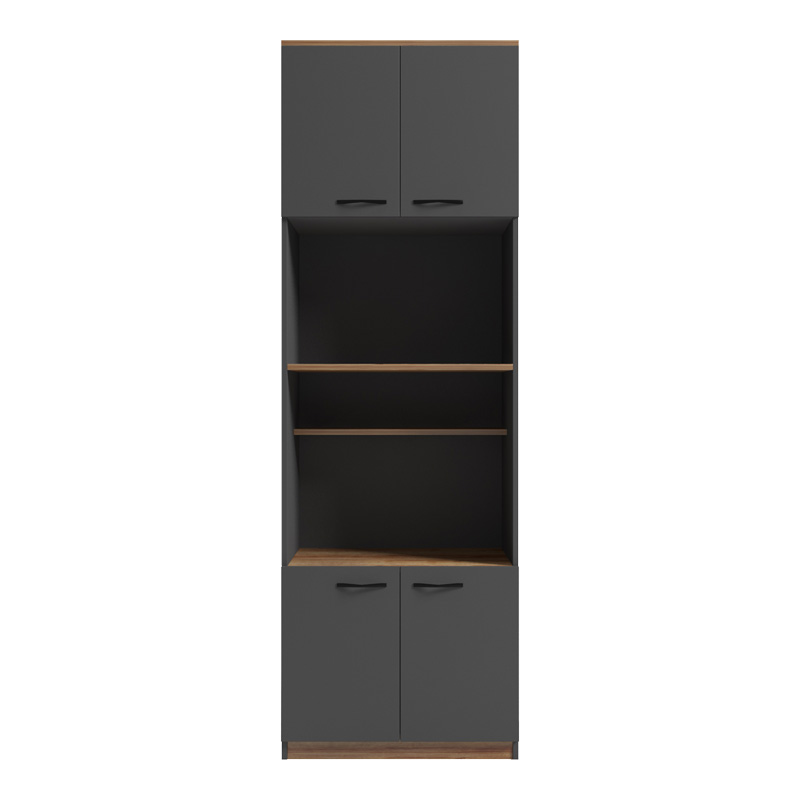 Ντουλάπα κουζίνας Rowan pakoworld σε ανθρακί-oak απόχρωση 60x42x182εκ - Image 2