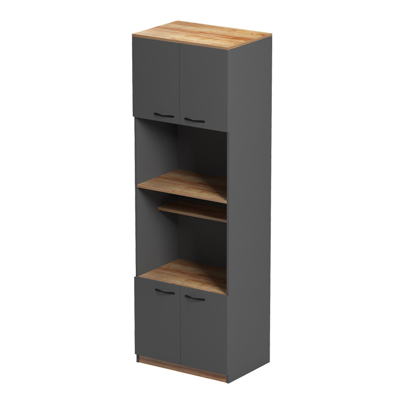 Ντουλάπα κουζίνας Rowan pakoworld σε ανθρακί-oak απόχρωση 60x42x182εκ - Image 3