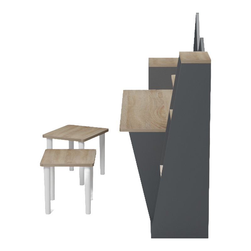 Παιδικό γραφείο με σκαμπο Dualto pakoworld sonoma-ανθρακί 180x30x93.6εκ - Image 4