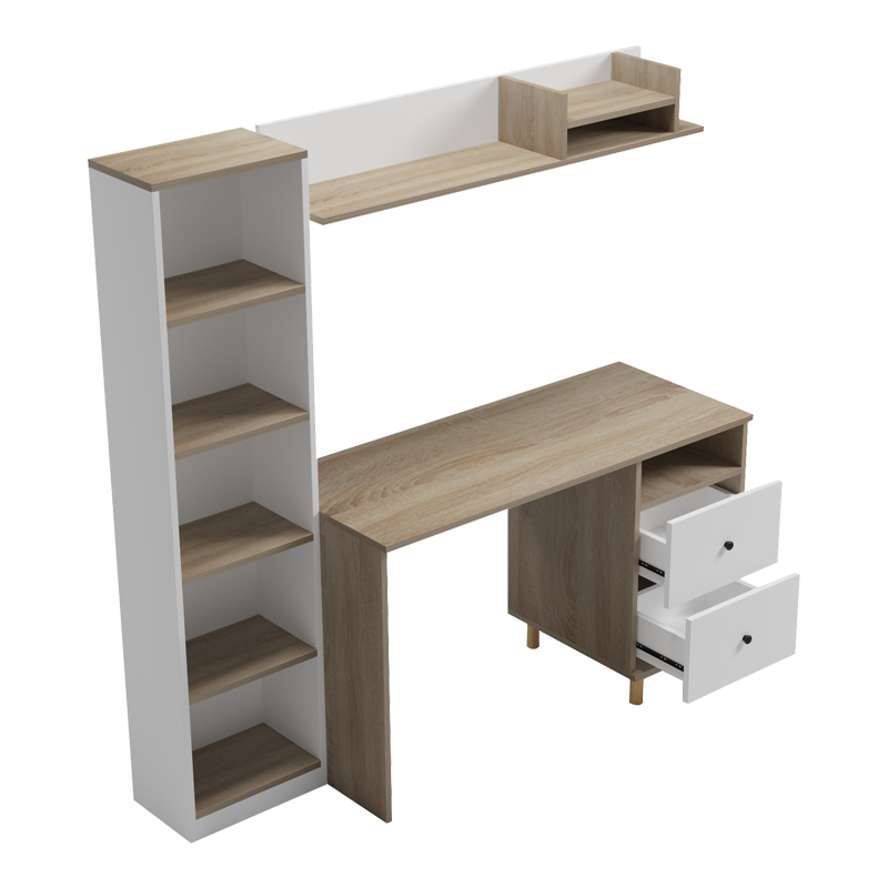 Σύνθεση γραφείου Kontor pakoworld sonoma-λευκό 160x50x158,2εκ - Image 4