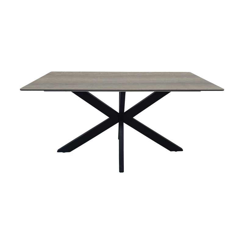 Τραπέζι Bethan pakoworld sonoma με γκρι mdf και μαύρο μέταλλο 160x80x75εκ - Image 2