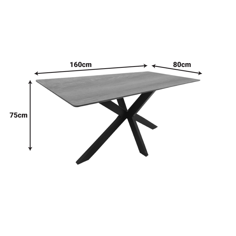 Τραπέζι Bethan pakoworld sonoma με γκρι mdf και μαύρο μέταλλο 160x80x75εκ - Image 4