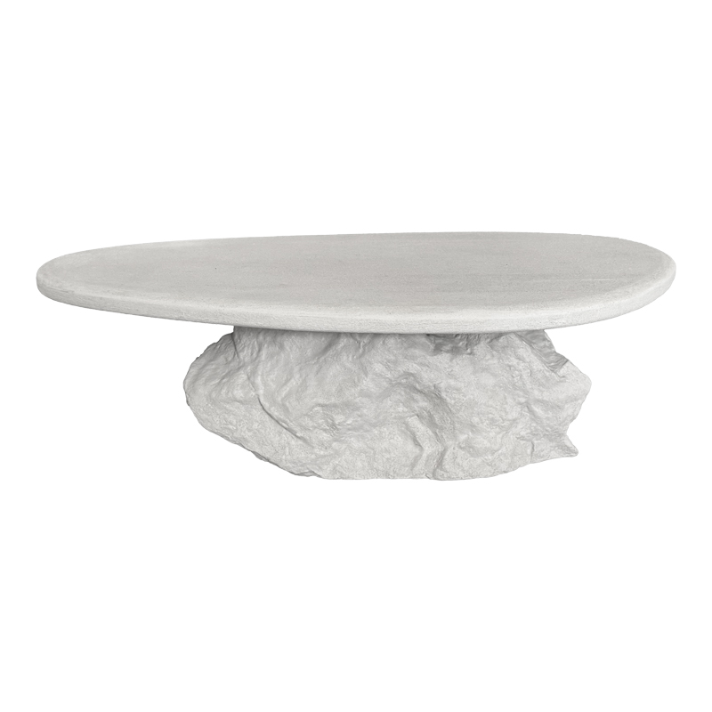 Τραπέζι σαλονιού Zinol pakoworld mdf-polyresin λευκό 105x62x32εκ - Image 3