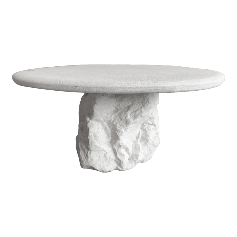 Τραπέζι σαλονιού Zinol pakoworld mdf-polyresin λευκό Φ77x36εκ - Image 2