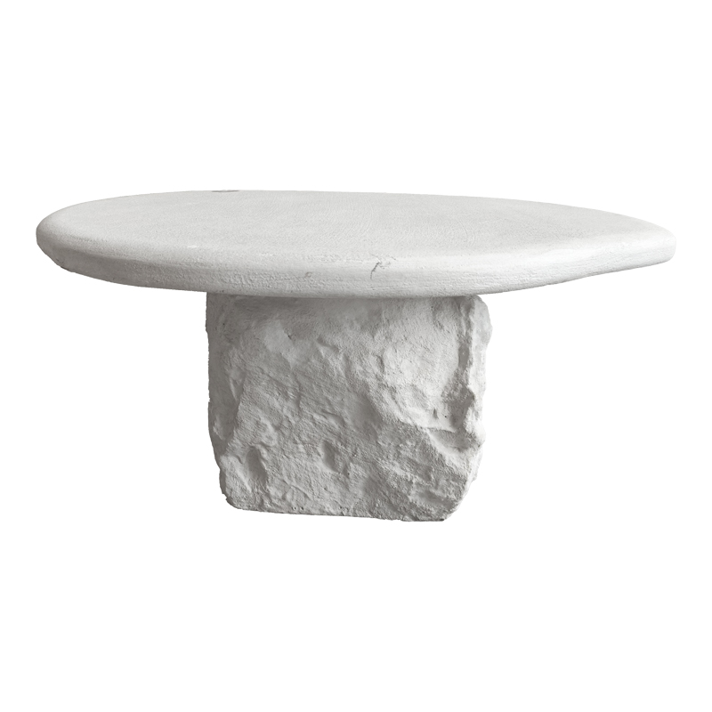 Τραπέζι σαλονιού Zinol pakoworld mdf-polyresin λευκό Φ77x36εκ - Image 3