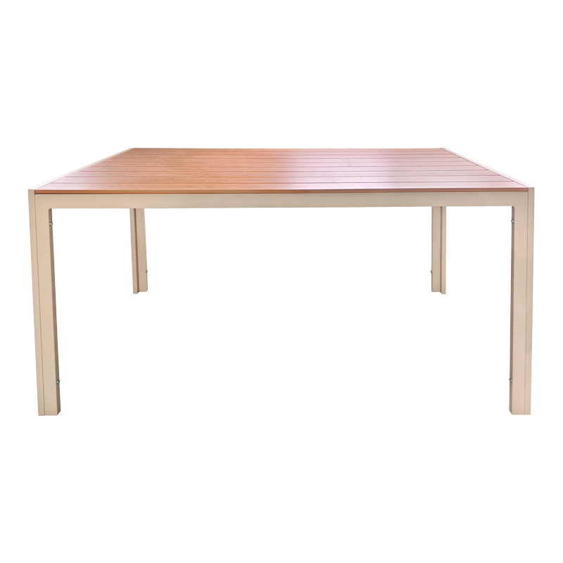 Τραπέζι Nares pakoworld σαμπανί αλουμίνιο plywood σε φυσική απόχρωση 180x90x72.5εκ - Image 2
