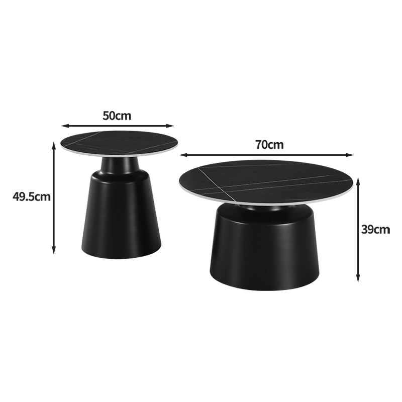 Τραπέζια σαλονιού Sculpt pakoworld σετ 2τεμ μέταλλο cappuccino- sintered stone σε όψης τραβερτίνης - Image 4