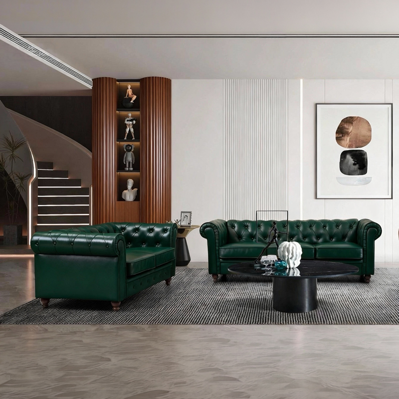 Kαναπές διθέσιος τ. Chesterfield pakoworld pu κυπαρισσί 160x84x67εκ - Image 2