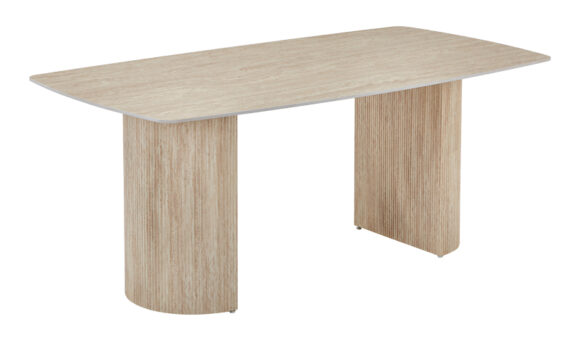 Τραπέζι Loosir pakoworld mdf-sandstone σε όψη τραβερτίνας 180x90x74εκ