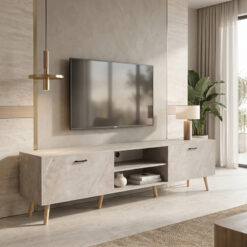 Έπιπλο τηλεόρασης Gorna pakoworld μπεζ εφέ μαρμάρου 180x35x48.6εκ