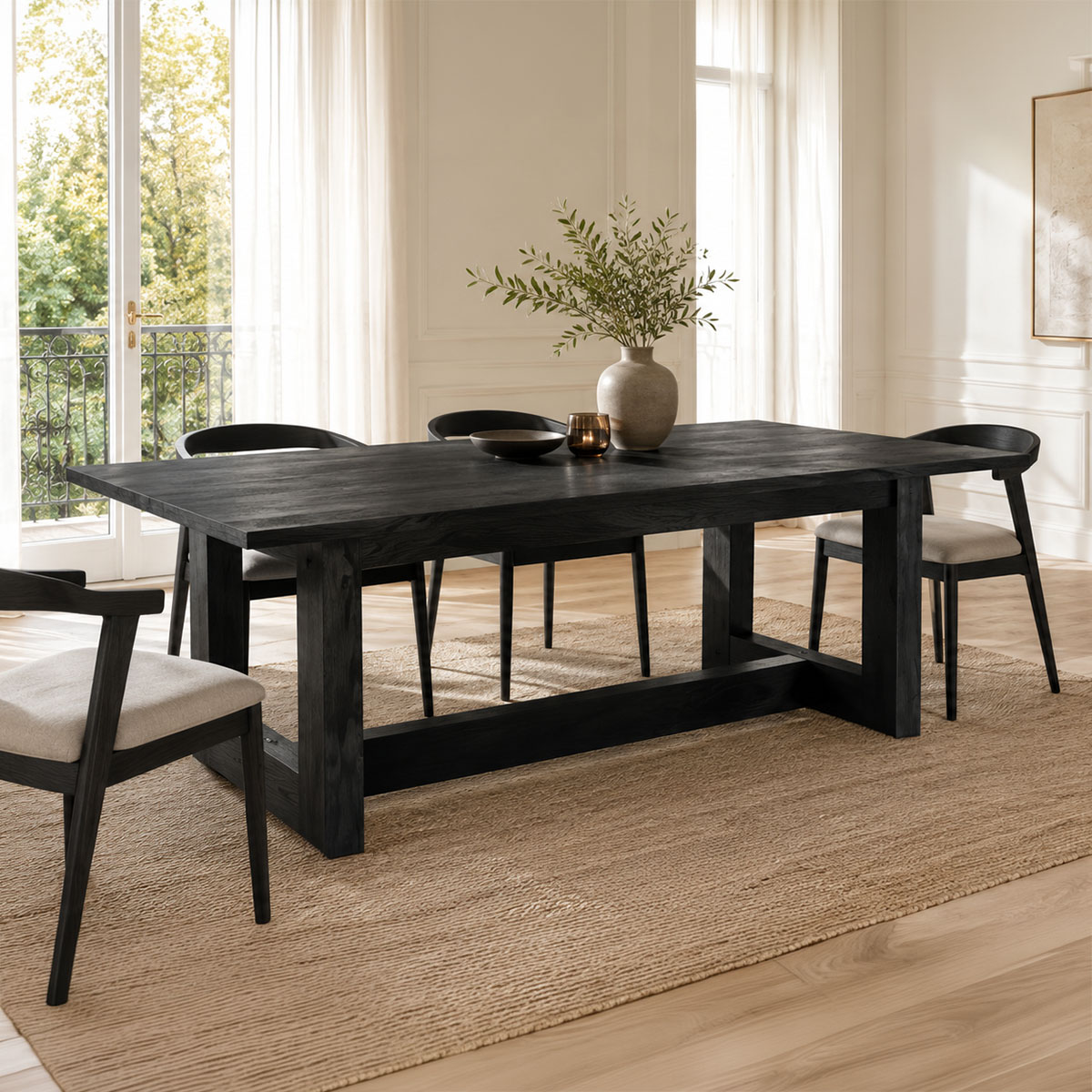 Τραπέζι Senza pakoworld μαύρο μάνγκο ξύλο 180x90x76εκ