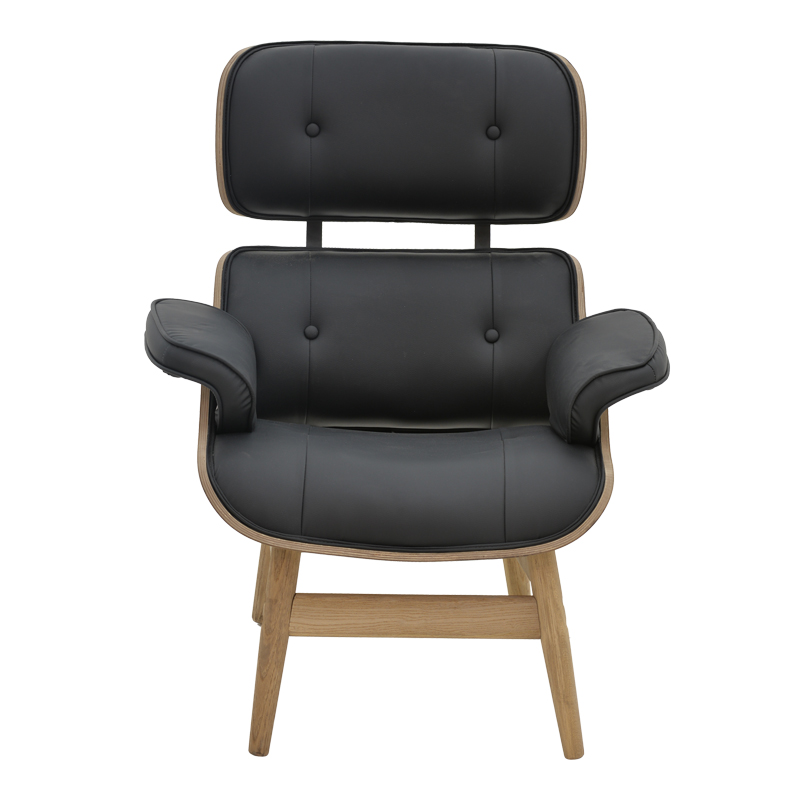 Πολυθρόνα relax Mirto pakoworld μασίφ ξύλο καρυδί -PU μαύρο 80x80x96.5εκ - Image 4