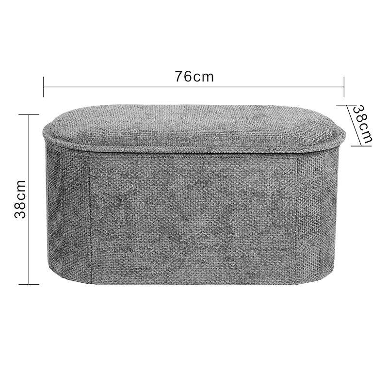 Σκαμπό-μπαούλο Trebia pakoworld γκρι ύφασμα 76x38x38εκ - Image 4