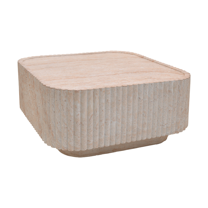 Τραπέζι σαλονιού Doric pakoworld MGO όψη τραβερτίνας 80x80x38εκ - Image 2