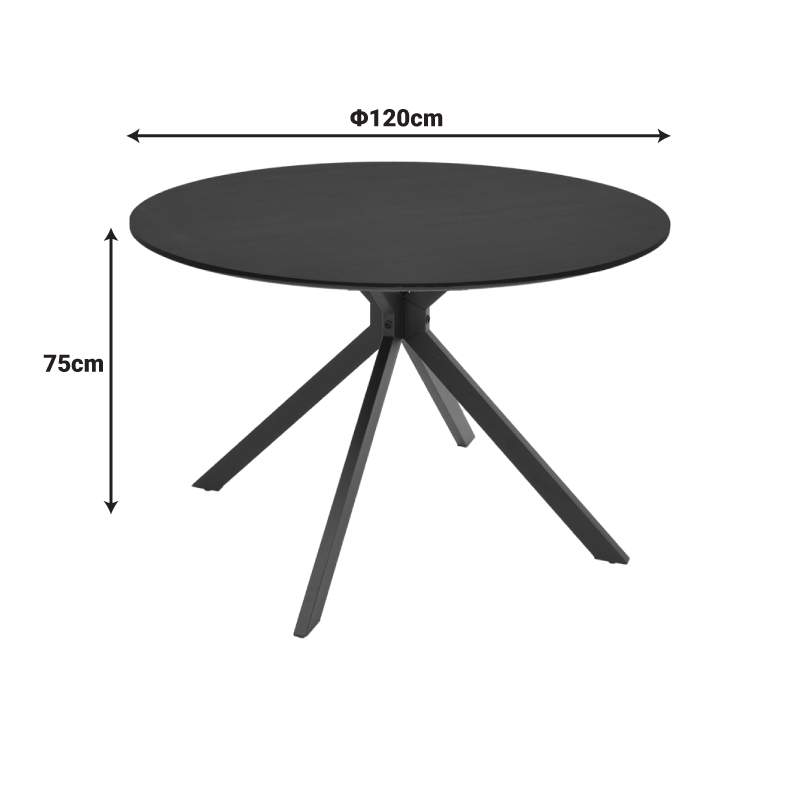 Τραπέζι Xuson pakoworld μαύρο mdf με μεταλλικό πόδι Φ120x75εκ - Image 4