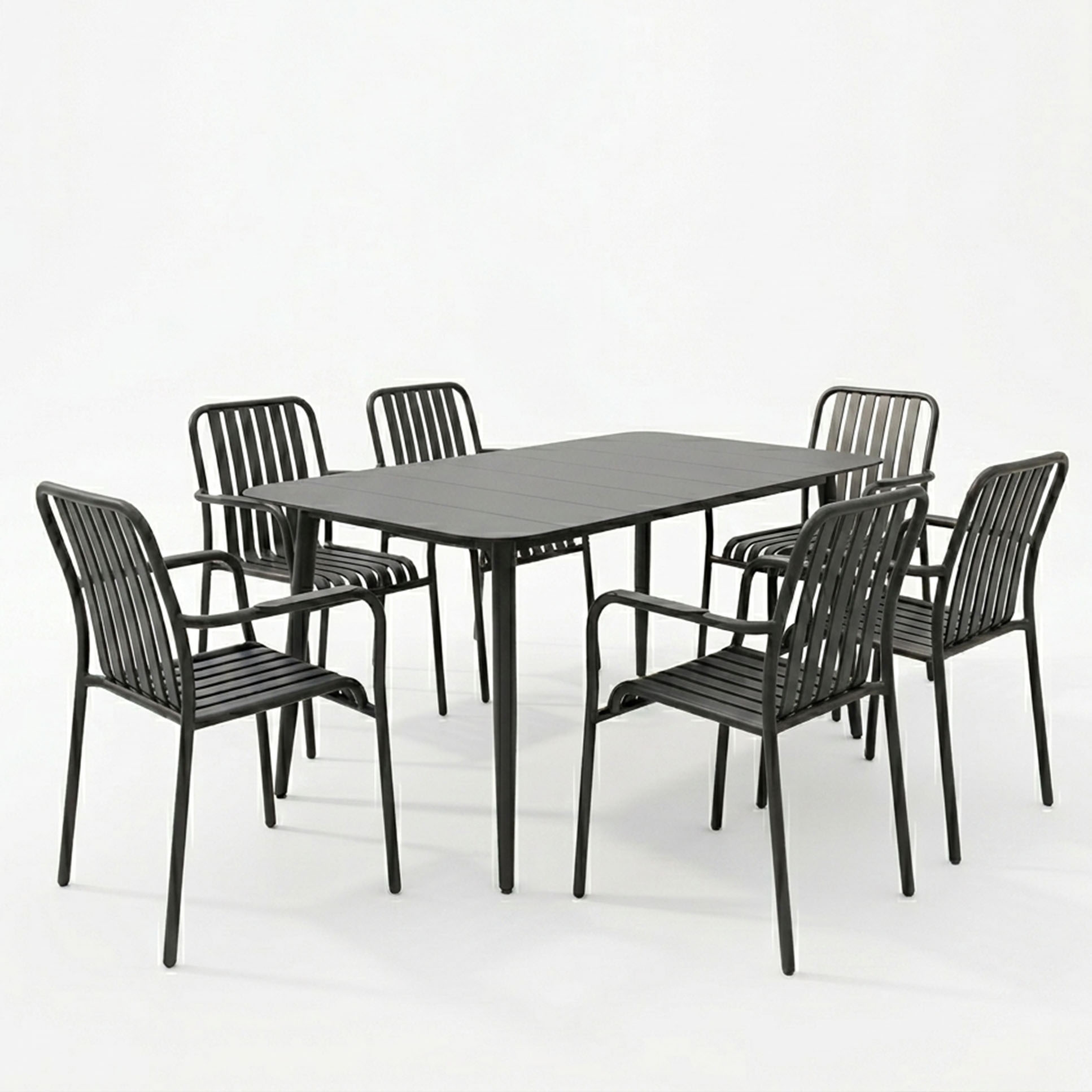 Τραπεζαρία Heven Vista pakoworld σετ 7τεμ μαύρο αλουμίνιο 120x70x72εκ - Image 2