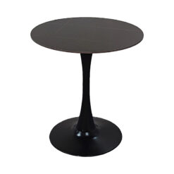 Tραπέζι Balou pakoworld sintered stone σε μαύρη απόχρωση με όψη μαρμάρου-βάση μαύρο μέταλλο Φ90x73εκ