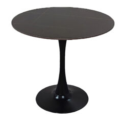 Tραπέζι Balou pakoworld sintered stone σε μαύρη απόχρωση με όψη μαρμάρου-βάση μαύρο μέταλλο Φ120x73εκ