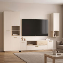 Σύνθετο σαλονιού Norda pakoworld κρεμ με oak 187x40x58