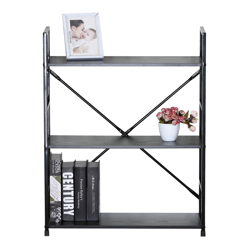 Βιβλιοθήκη-ραφιέρα Manlo pakoworld μαύρο μέταλλο 58.6x23.5x80εκ - Image 3