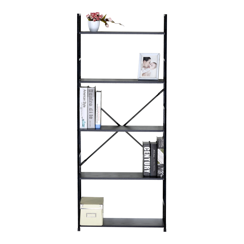Βιβλιοθήκη Manlo pakoworld μαύρο μέταλλο 58.6x23.5x144εκ - Image 3