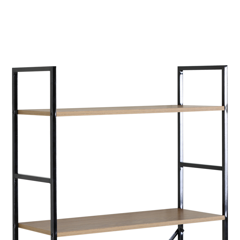 Βιβλιοθήκη Manlo pakoworld oak με μαύρο μέταλλο 58.6x23.5x144εκ - Image 4
